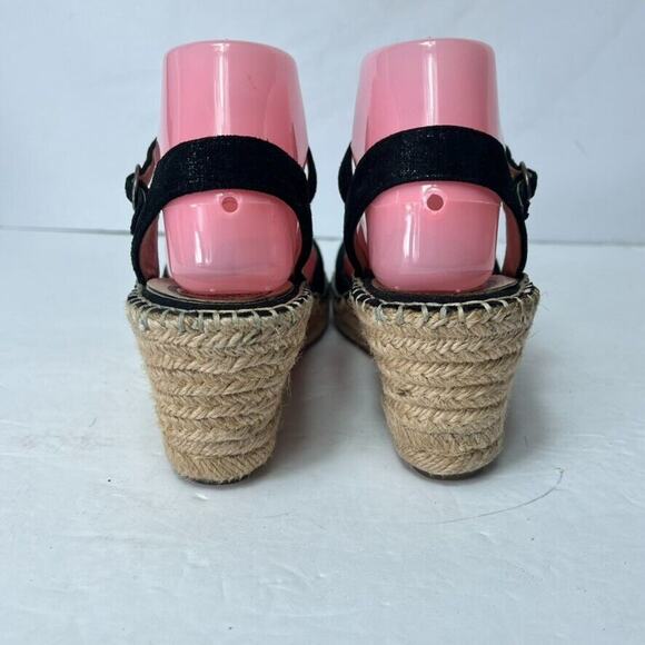Abeo Sandals Womens Dahlia Spadrilles Wedges Black Size 7 Ankle Strap Buckle - Picture 3 of 13